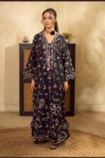 MAEL – Midnight Black Floral Printed Embroidered Kaftan