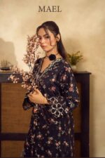 MAEL – Midnight Black Floral Printed Embroidered Kaftan - Image 4