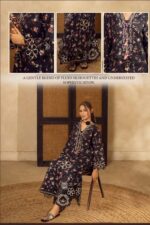 MAEL – Midnight Black Floral Printed Embroidered Kaftan - Image 2