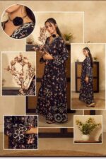 MAEL – Midnight Black Floral Printed Embroidered Kaftan - Image 5