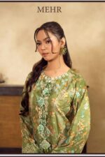 MEHR – Olive Green Floral Printed Embroidered Kaftan - Image 3