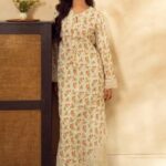 ZAYRA – Ivory Floral Printed Embroidered Kaftan
