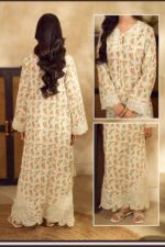 ZAYRA – Ivory Floral Printed Embroidered Kaftan - Image 2