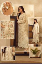 ZAYRA – Ivory Floral Printed Embroidered Kaftan - Image 5