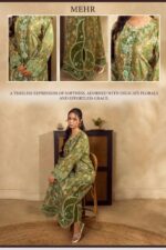 MEHR – Olive Green Floral Printed Embroidered Kaftan - Image 4