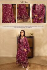 VEIRA – Deep Maroon Floral Printed Embroidered Kaftan - Image 4